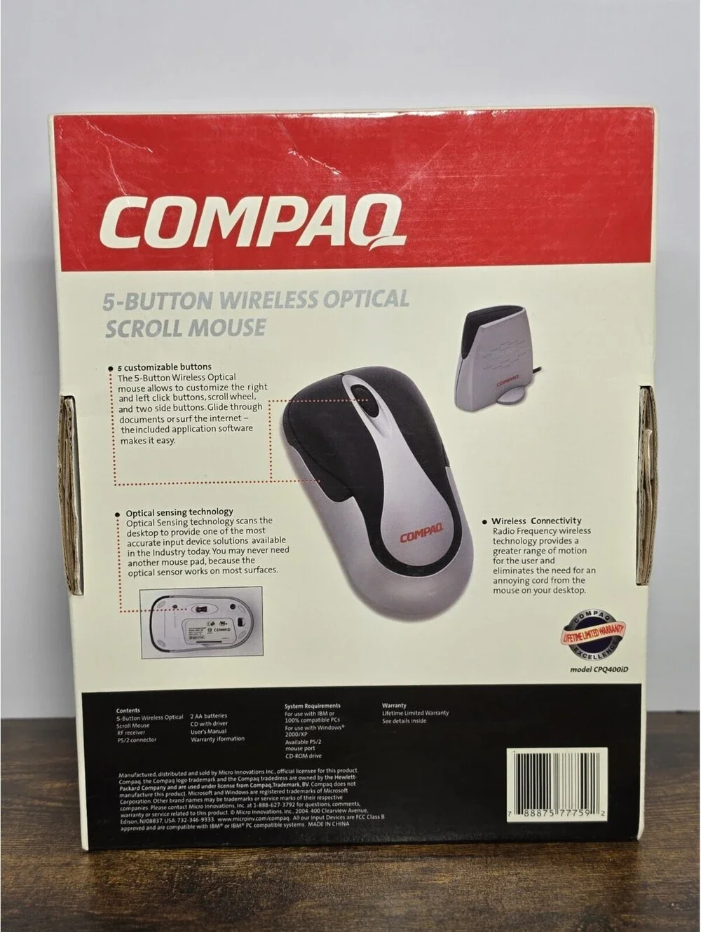 Compaq CPQ400iD 5-Button Wireless Optical Scroll Mouse